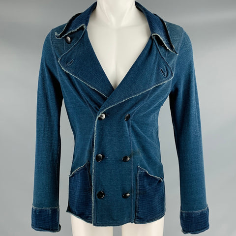 KAPITAL Size S Navy Linen Blend Double Breasted Jacket