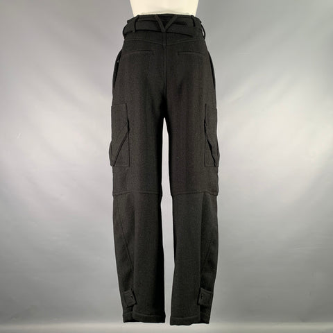 BOTTEGA VENETA Size 0 Black Lambswool blend Herringbone Cargo Casual Pants