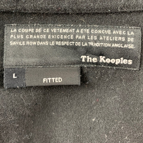 THE KOOPLES Size L Black Solid Wool Snaps Long Sleeve Shirt