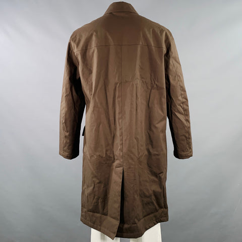 SALVATORE FERRAGAMO Size 44 Brown Cotton Blend Turn Lock Coat