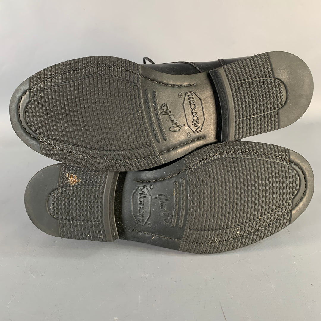 BRUNELLO CUCINELLI Size 8 Black Leather Cap Toe Derby Lace-Up Shoes