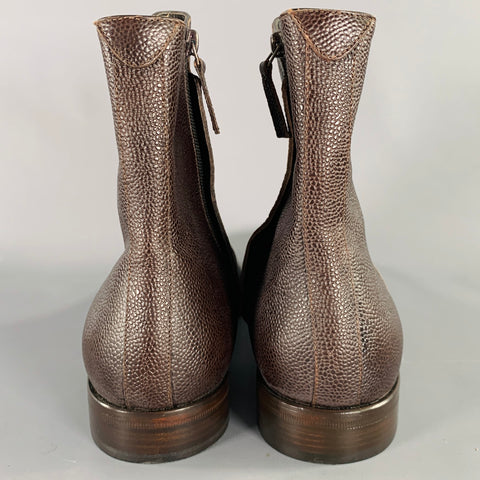 Bottes à fermeture éclair latérale en cuir grainé marron MR.HARE taille 11