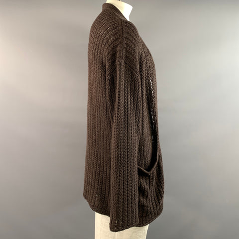MR P. Size L Brown Mahagony Knit Linen Shawl Collar Cardigan