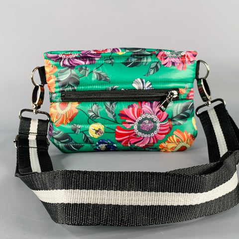 THINK-ROYLN Green Multi Color Floral Polyester Quilted Clutch Handbag