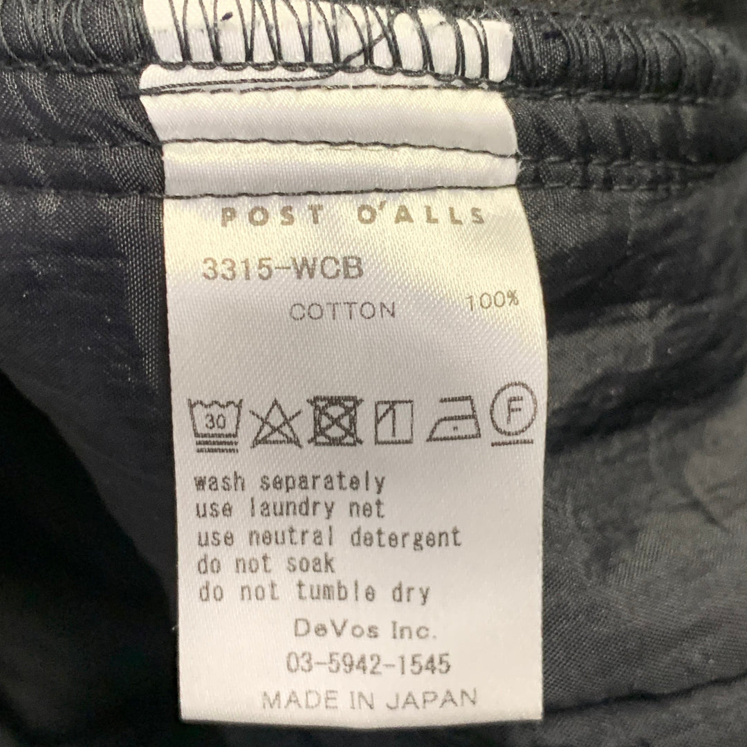 POST O'ALLS Size M Black Corduroy Cotton Elastic Waistband Casual Pants