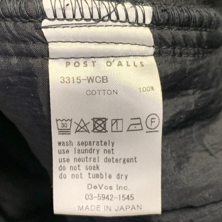 POST O'ALLS Size M Black Corduroy Cotton Elastic Waistband Casual Pants