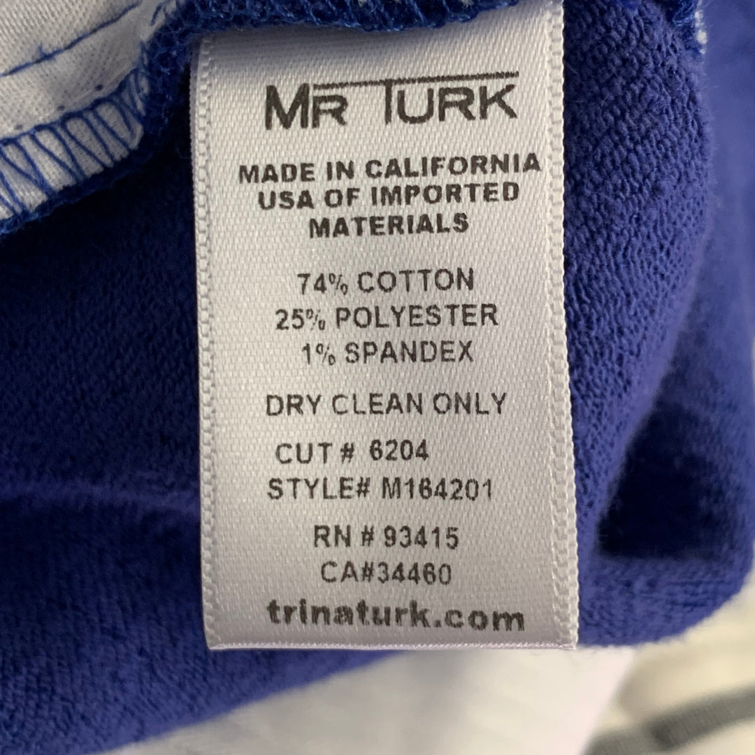 MR TURK Size 32 Blue Textured Cotton Blend Zip Fly Shorts