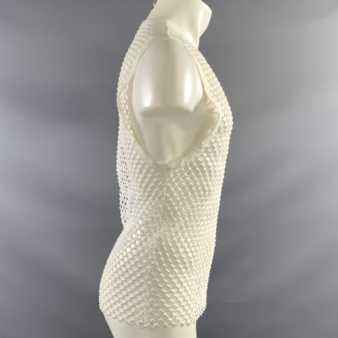 IRO Size M White Mesh Viscose &  Elastane Crew Neck Tank Top