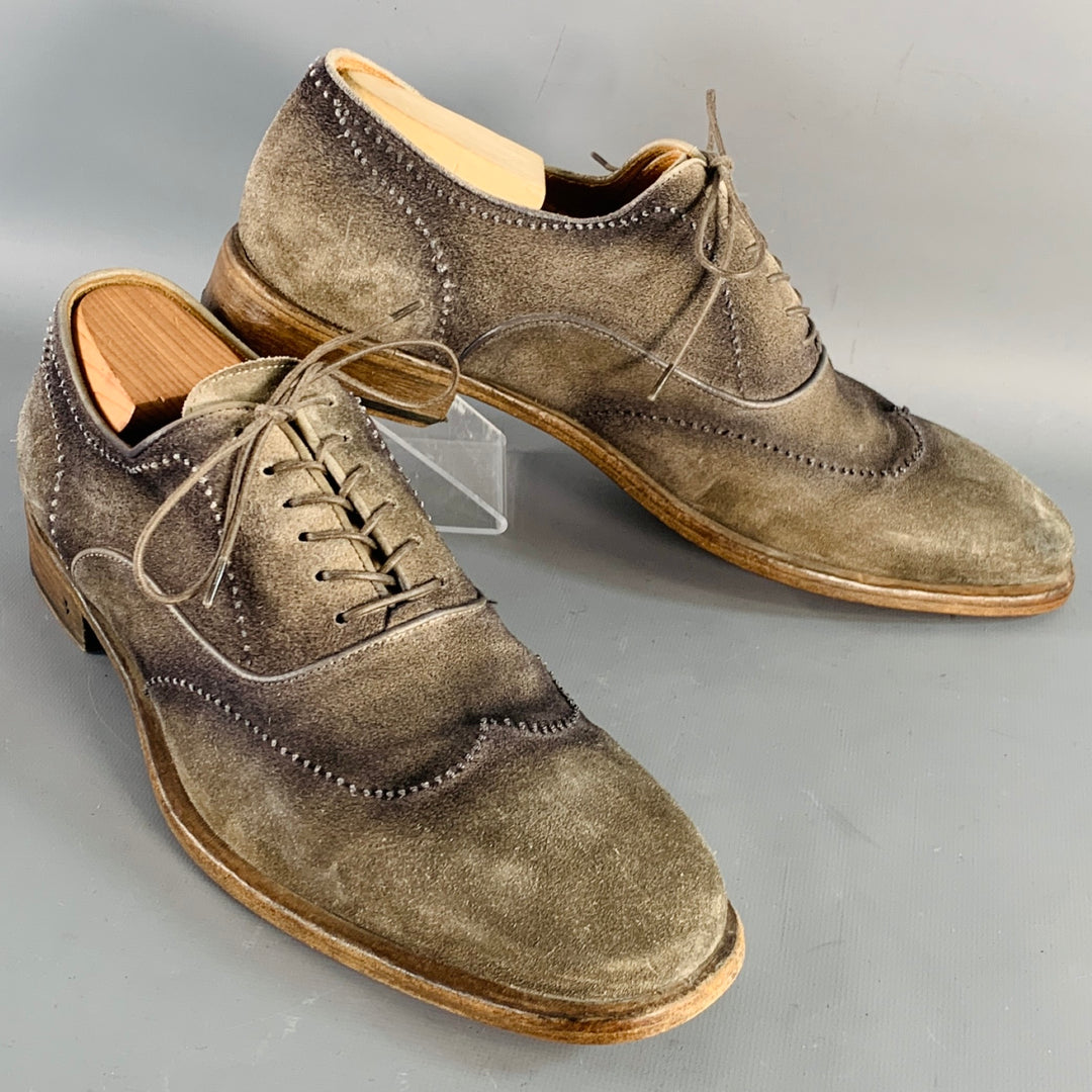 JOHN VARVATOS Size 10 Antique Grey Suede Oxford Lace-Up  display picture 1