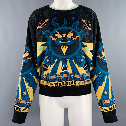 JUST CAVALLI Size 8 Blue Black Yellow Polyester Blend Pullover