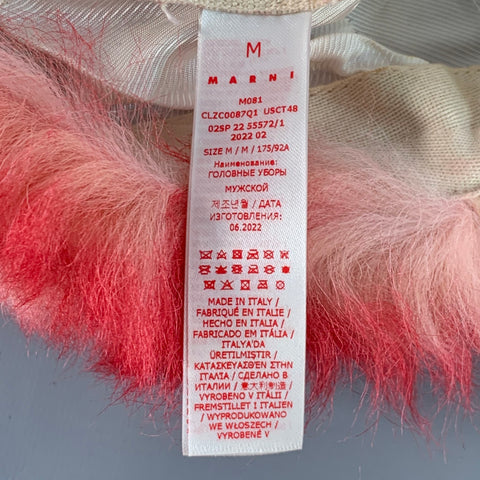 MARNI Red White Lamb Shearling Fur Hook Loop Baseball Cap