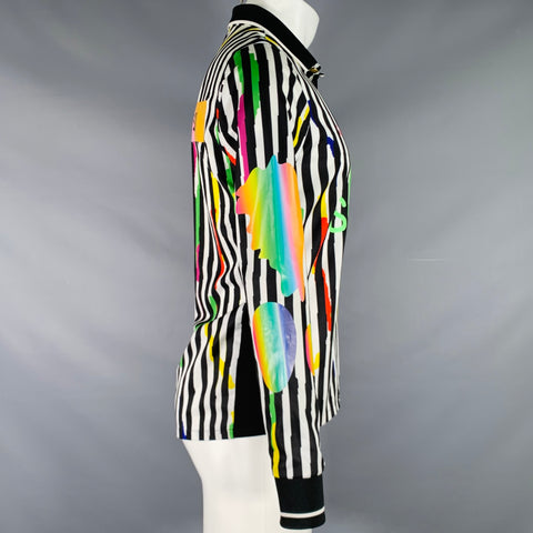 SANKUANZ Size M Black White Multi Color Stripe Long Sleeve Shirt