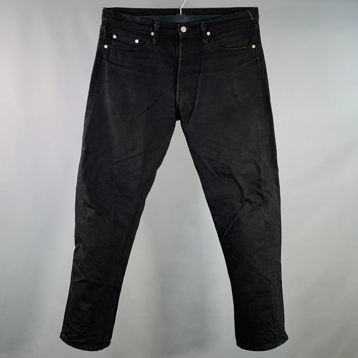TUKI Size XL Black Twill Cotton Straight Five Pockets Jeans