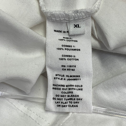 HELMUT LANG Size XL White Cotton Blend Chiffon Double Layer Crew Neck Pullover