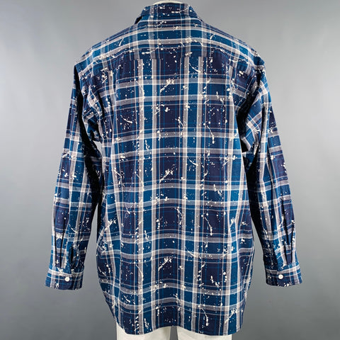 BEAMS HEART Size XL Blue White Plaid Cotton Shirt Jacket