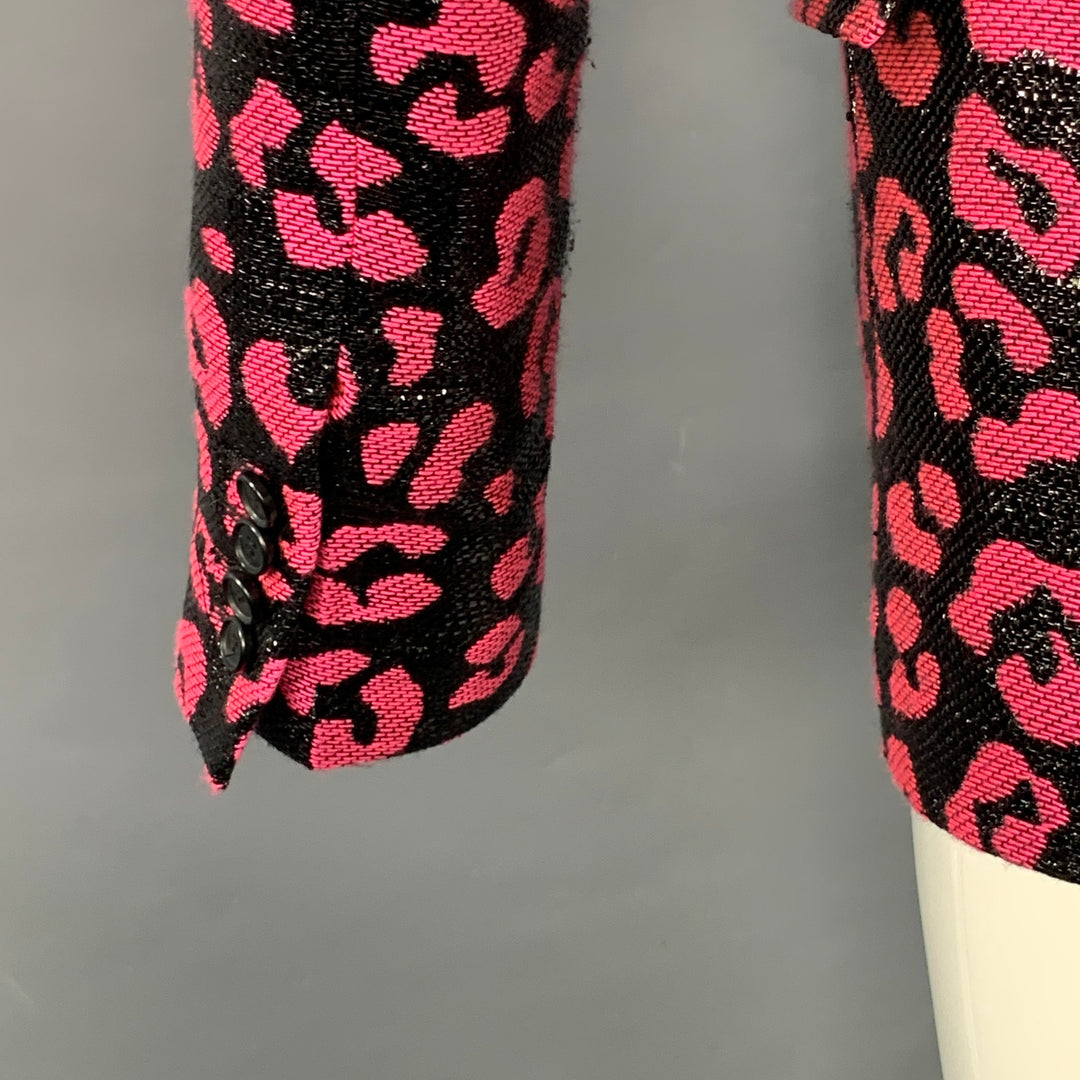 WALTER VAN BEIRENDONCK SS22 Size 38 Regular Sharp Blazer Black Hot Pink Sport Coat