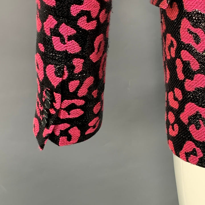 WALTER VAN BEIRENDONCK SS22 Size 38 Regular Sharp Blazer Black Hot Pink Sport Coat
