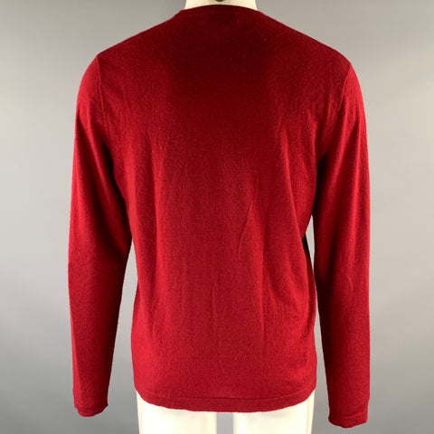 NEIMAN MARCUS Size L Burgundy Knit Cashmere Crew-Neck Pullover