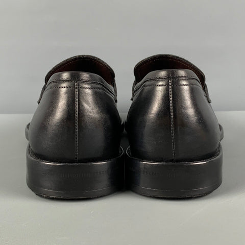 SALVATORE FERRAGAMO Size 7.5 Black Silver Leather Horsebit Loafers