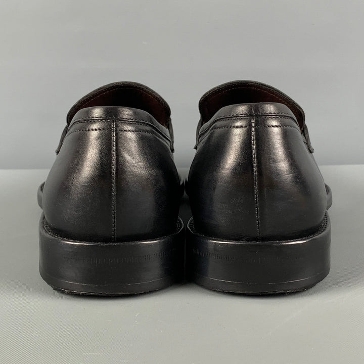SALVATORE FERRAGAMO Size 7.5 Black Silver Leather Horsebit Loafers