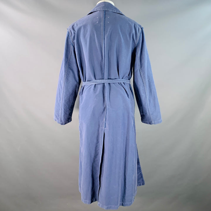 MAISON MARGIELA Size 34 Blue Wash Cotton Wrap Around Belted Trench Coat
