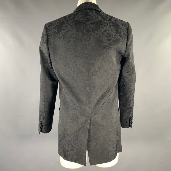 DIOR HOMME Chest Size Black Floral Polyester Blend Tuxedo Sport Coat