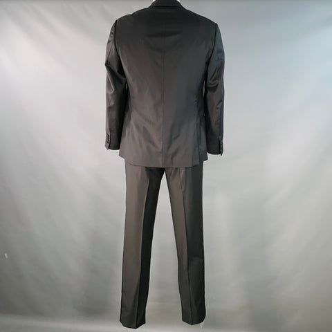 ISAIA Size 42 Regular Black Wool Satin Peak Lapel Tuxedo