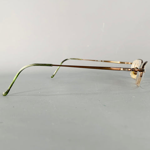 GUCCI Brown Metal Semi Rimless Eyewear Readers