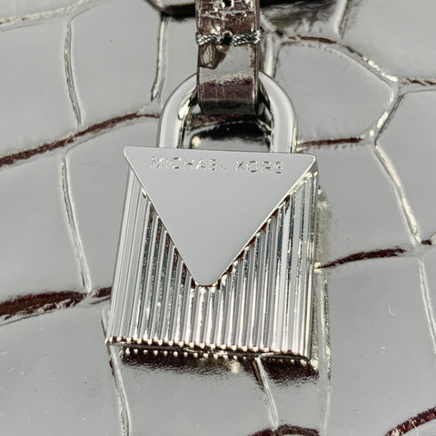 MICHAEL KORS Silver Embossed Leather Top Handles Handbag