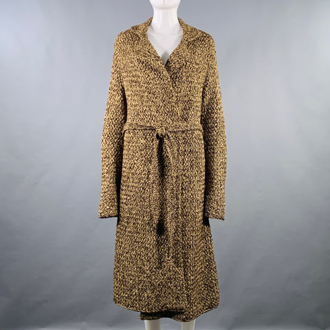 RALPH LAUREN COLLECTION Size M Brown Gold Cashmere Blend Knit Belted Coat