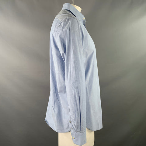 JOHN VARVATOS * U.S.A. Size XL Blue Stripe Cotton Blend Long Sleeve Shirt