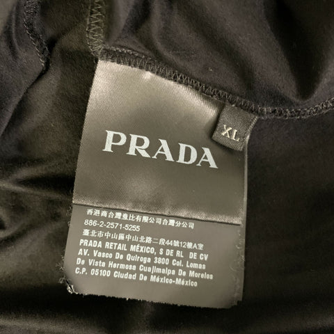 PRADA Size L Black Patch Cotton Crew-Neck T-shirt