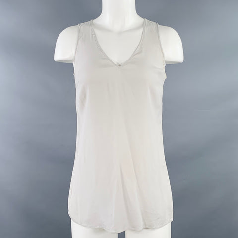 BRUNELLO CUCINELLI Size M Grey Silk V-Neck Casual Top
