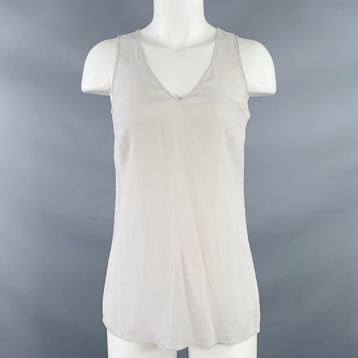 BRUNELLO CUCINELLI Size M Grey Silk V-Neck Casual Top