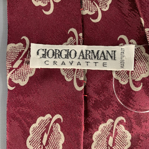 GIORGIO ARMANI Burgundy Silver Jacquard Silk Tie