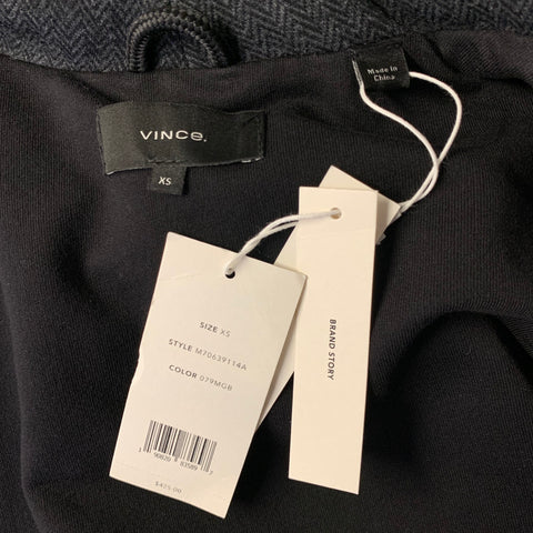 VINCE Size XS Grey Break Herringbone Cotton Polyester Puffer Jacket