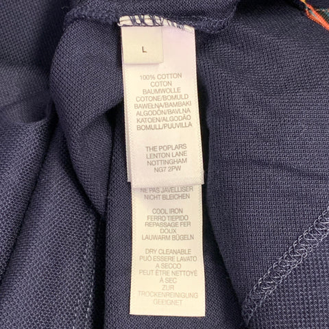PAUL SMITH Size L Navy Multi Color Contrast Trim Cotton Short Sleeve Polo