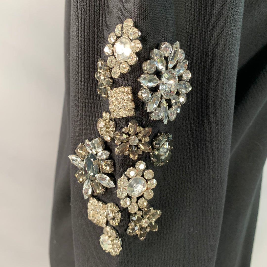 MCQ by ALEXANDER MCQUEEN Size XXS Black Cotton Blend Crystal Embellishment Sweatshirt Dress