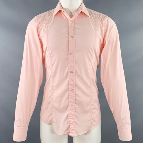 GUCCI Size M Pink Cotton Blend Slim Fit Long Sleeve Shirt