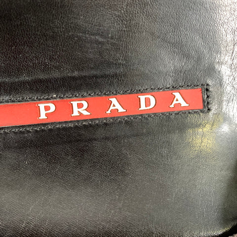 PRADA Size 10 Black Mixed Fabrics Leather Canvas Flip flops Sandals