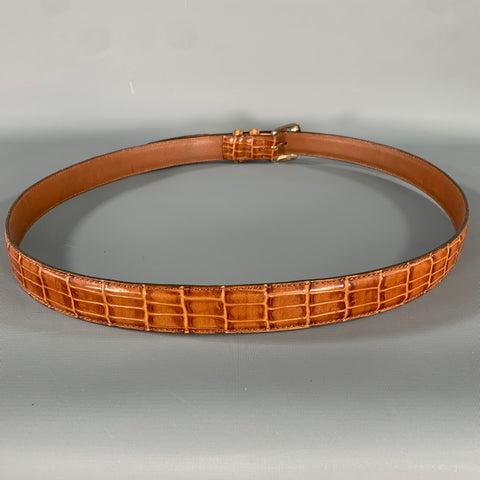 NO BRAND Size 40 Brown Cognac Alligator Leather Belt