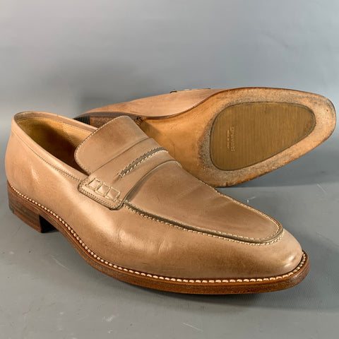 GRAVATI Size 9.5 Tan Beige 17293 Leather Penny Loafer Loafers