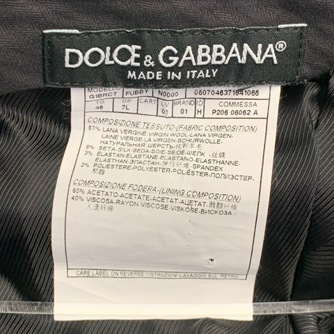 DOLCE & GABBANA Size 30 Black Virgin Wool Silk Blend Flat Front Dress Pants