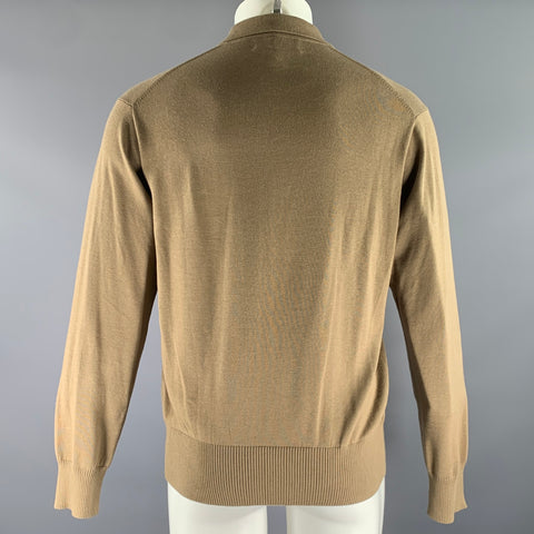 BUCK MASON Size M Green Olive Knit Cashmere Cotton Ribbed Pullover
