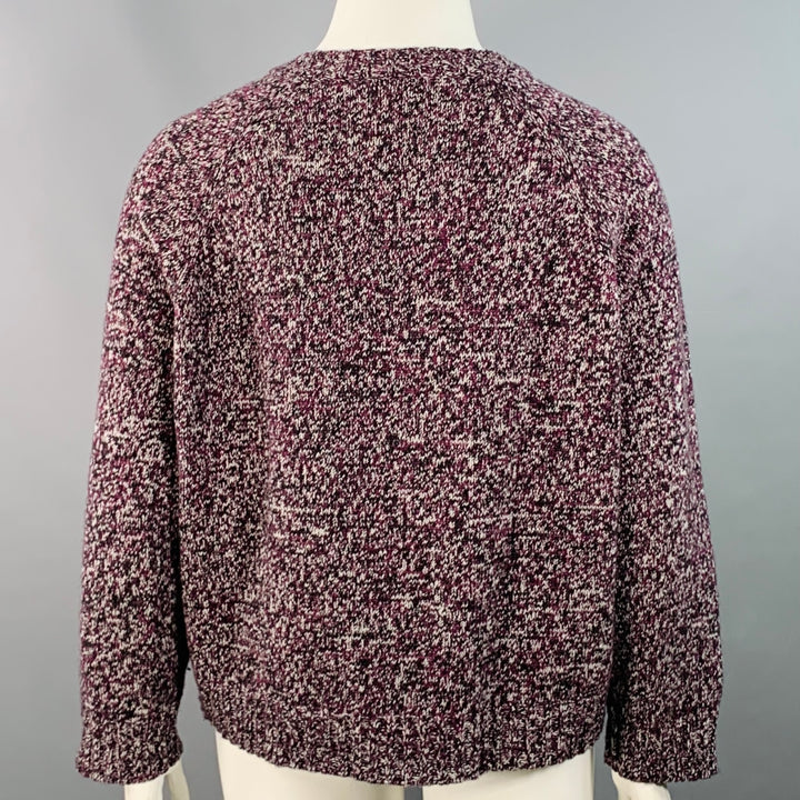 JIL SANDER Size XL Purple Black White Wool Melange Boxy Sweater