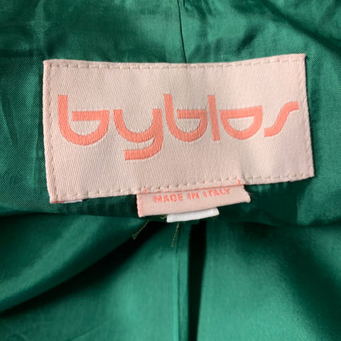 BYBLOS Taille S Costume Pantalon Vert en Mélange de Laine à Revers Crantés