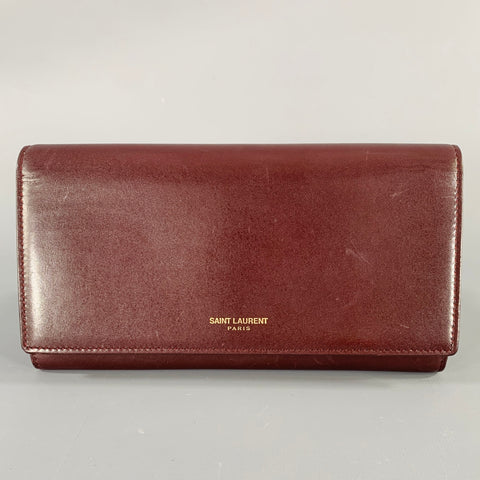 SAINT LAURENT Amarena Burgundy Leather Wallet