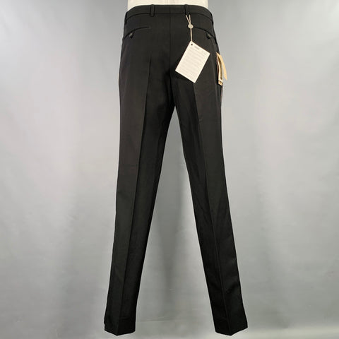 BURBERRY Size 40 Black Wool Tuxedo Dress Pants
