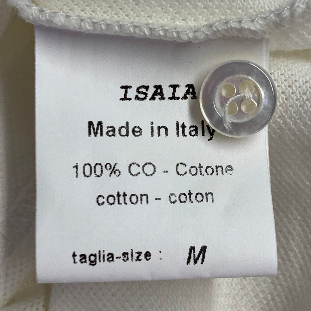 ISAIA Size M Off White Cotton Short Sleeve Polo