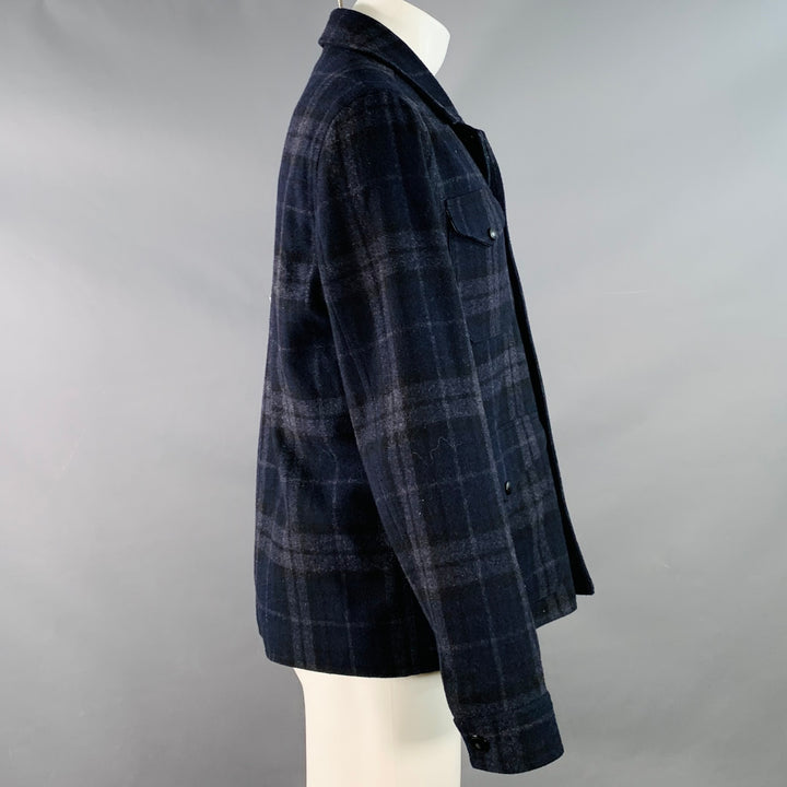 GRAYERS Size M Navy Green Wool Blend Snap Pockets Shirt Jacket